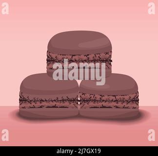 three chocolate macaroons Stock Vector