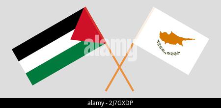 Crossed flags of Palestine and Cyprus. Official colors. Correct proportion. Vector illustration Stock Vector