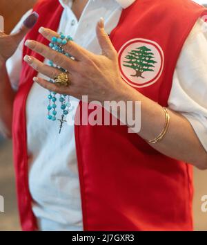 Austin, Texas, USA. 8th May, 2022. Austin, Texas - The Lebanese Diaspora was able to vote for the 2022 parliamentary elections in their country of residence. Proud day for many. (Credit Image: © Sandra Dahdah/ZUMA Press Wire) Stock Photo