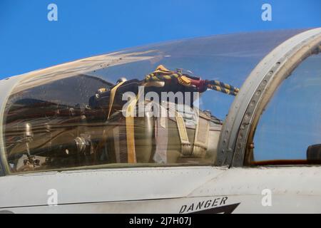 A Spanish Air Force McDonnell Douglas RF-4C Phantom II front section on temporary display at the Magdalena Palace Santander Spain May 2022 Stock Photo