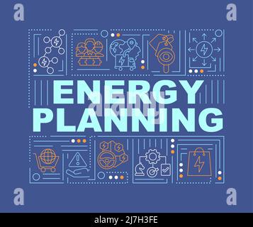 Focus on energy strategy word concepts dark blue banner Stock Vector