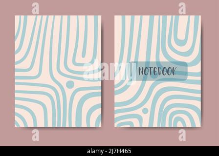 Personal diary template set, with abstract boho illustration background Stock Vector
