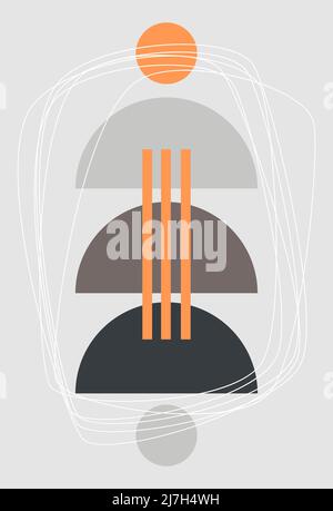 Boho abstraction. Minimalism. Contemporary art. Various forms. For templates, presentations. Stock Vector