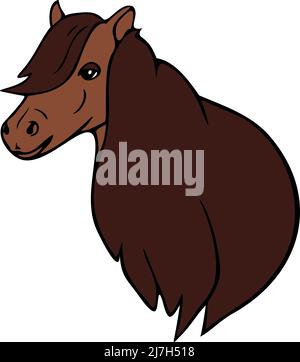 Vector illustration of horse. Horse portrait colored and depicted by a line. Stock Vector