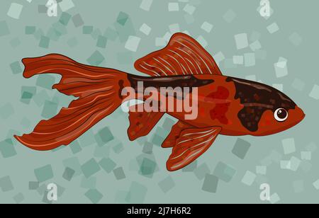 Vector illustration with fish in anime style Stock Vector