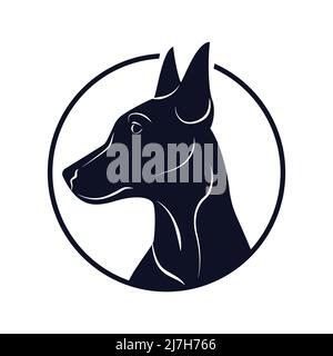 Doberman logo. Logotype with beautiful dog  Stock Vector