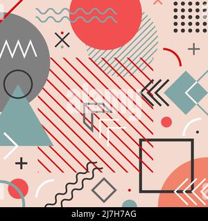 Modern geometric background in memphis style Stock Vector