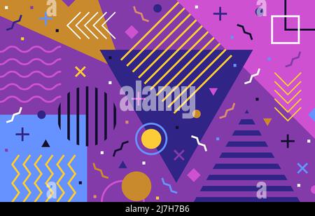 Modern geometric background in memphis style Stock Vector