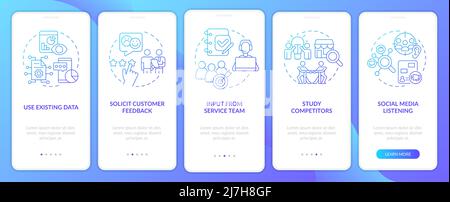 Identifying customer needs blue gradient onboarding mobile app screen Stock Vector