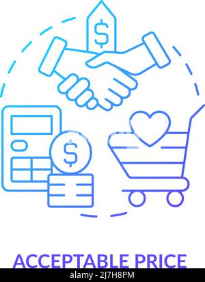 Acceptable price blue gradient concept icon Stock Vector