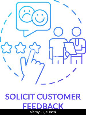 Solicit customer feedback blue gradient concept icon Stock Vector