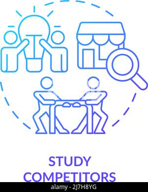 Study competitors blue gradient concept icon Stock Vector