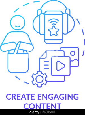 Create engaging content blue gradient concept icon Stock Vector