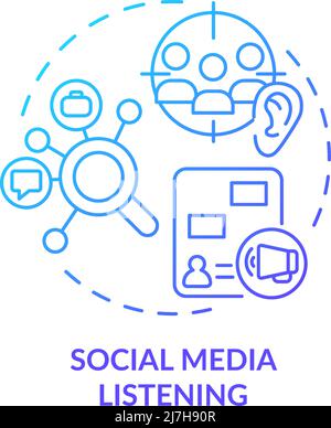 Social listening blue gradient concept icon Stock Vector Image & Art ...