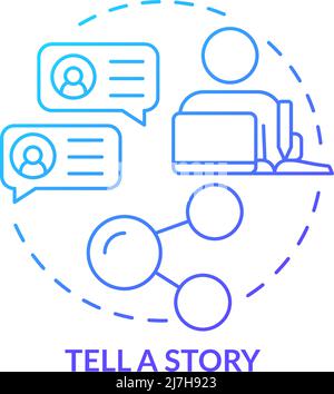 Tell story blue gradient concept icon Stock Vector