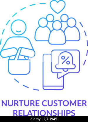 Nurture customer relationships blue gradient concept icon Stock Vector