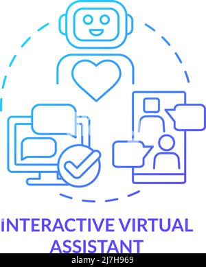 Interactive virtual assistant blue gradient concept icon Stock Vector