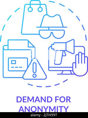 Demand for anonymity blue gradient concept icon Stock Vector