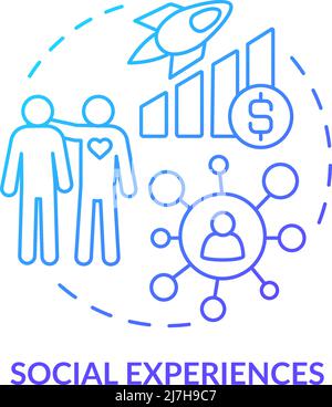 Social experiences blue gradient concept icon Stock Vector