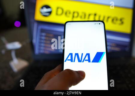 All Nippon Airways, ANA, logo on the tail of a Boeing 787-9 Dreamliner ...