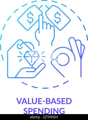 Value based spending blue gradient concept icon Stock Vector