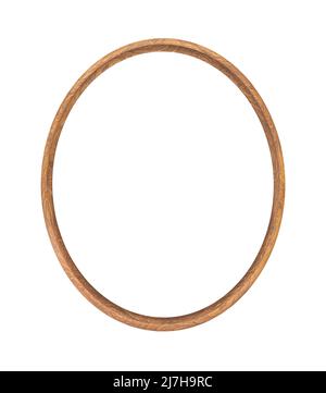 wooden oval  picture frame, isolated Stock Photo