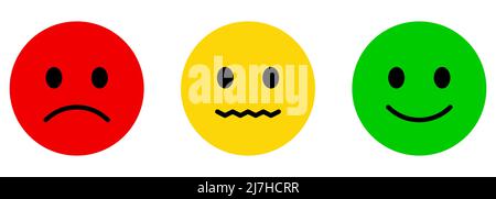 Set of smiley icons. Happy, neutral and sad emoji icons. Vector illustration isolated on white background Stock Vector