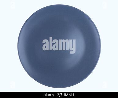 Empty round Blue plate isolated on white background top view Stock Photo