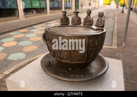 Cup of Freedom sculpture from the sit in lunch counter protest at the Woolworth store in Greensboro NC Stock Photo