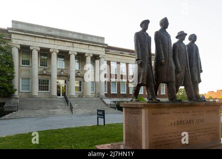 February One AT & T Four Monument on the campus of North Carolina Agricultural and Technical State University in Greensboro NC Stock Photo