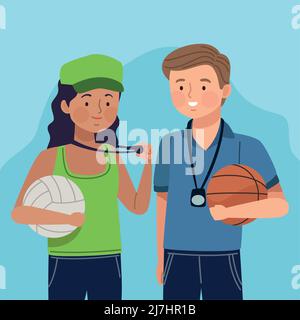 basketball and volleyball coaches Stock Vector