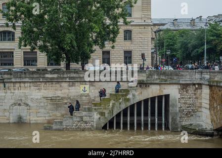 The River Seine flooded, June 2016. Stock Photo
