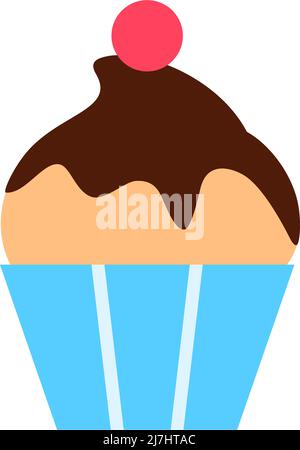 Cupcake flat icon isolated on white background. Stock Vector