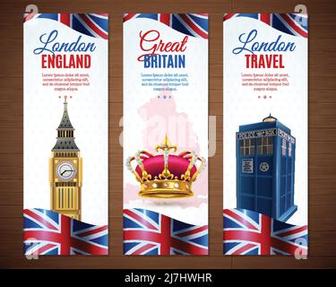 Set of england london travel vertical banners with big ben image vector illustration Stock Vector
