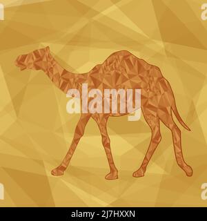 Beautiful camel in desert of geometric shapes. Stock Vector