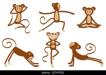 A funny monkey in different poses Royalty Free Vector Image