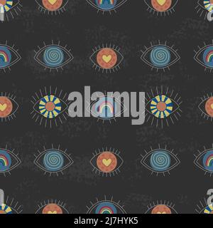 Simple minimalist eyes. Mystic symbol in the eye seamless pattern. Eyeball vector illustration design. Repeatable pattern textile Stock Vector