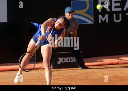 Rome, Italy. 09th May, 2022. ROME, ITALY - MAY 09: Elisabetta Cocciaretto of Italy plays a forehand against Belinda Bencic of Switzerland during their single women round match in the Internazionali BNL D'Italia at Foro Italico in Rome, Italy. Credit: Independent Photo Agency/Alamy Live News Stock Photo