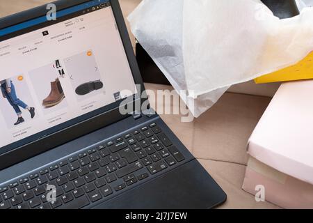 ONLINE SHOPPING. VARIOUS BOXES. Stock Photo