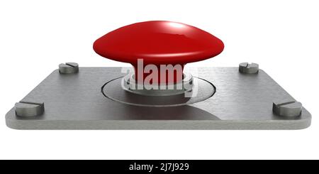 Big red button isolated on white background, 3d rendering Stock Photo