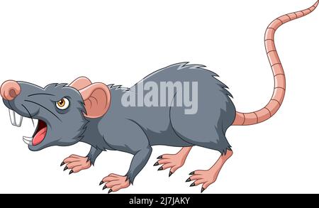 Cartoon angry mouse on white background Stock Vector