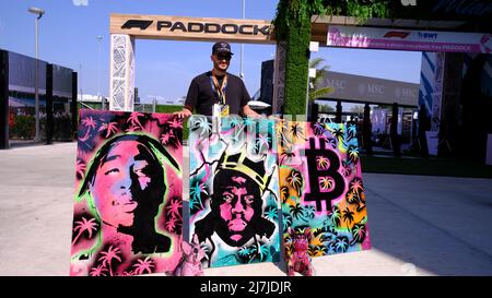 May 6th, 2022: Local Miami Artist Vazabase during the Formula 1 Crypto.com Miami Grand Prix in Miami, FL . Jason Pohuski/CSM Stock Photo