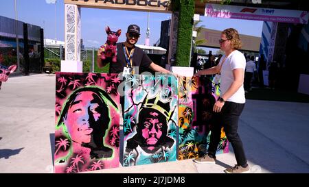May 6th, 2022: Local Miami Artist Vazabase during the Formula 1 Crypto.com Miami Grand Prix in Miami, FL . Jason Pohuski/CSM Stock Photo