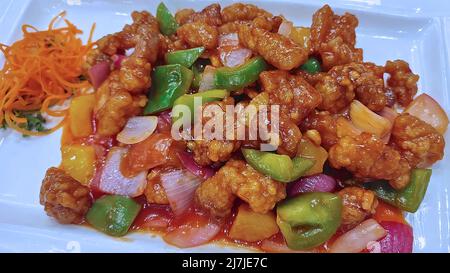 Chinese sweet-sour pork, Chinese cousin. Stock Photo