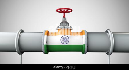 India oil and gas fuel pipeline. Oil industry concept. 3D Rendering Stock Photo