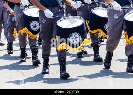 Students parade to commemorate the anniversary of the Battle of Puebla on May 5 Stock Photo