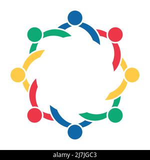 Vector graphic group connection logo.Eight people in the circle.logo team work Stock Vector