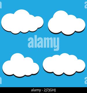 Set of Cloud Icons in trendy flat style isolated on blue background. Cloud symbol for your web site design, logo, app, UI. Vector illustration Stock Vector