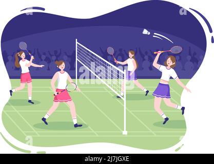 Young people involved in badminton the game Vector Image