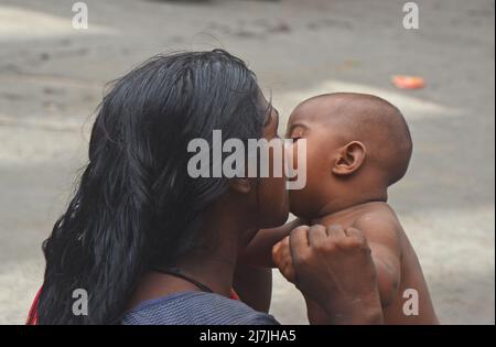 Kolkata, India. 03rd May, 2022. A mother was showing her love and affection to her baby on the happy mother's day. Mother's Day is a celebration honoring the mother of the family or individual, as well as motherhood, maternal bonds, and the influence of mothers in society. It is celebrated on different days in many parts of the world, most commonly in the months of March or May. (Photo by Rahul Sadhukhan/Pacific Press) Credit: Pacific Press Media Production Corp./Alamy Live News Stock Photo